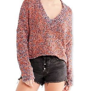 Urban outfitters colorful haz texture dolman sleeve chunky knit V-neck sweater
